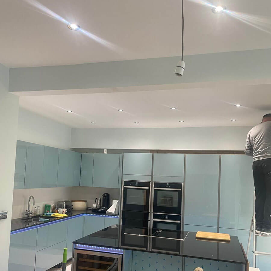 Builders working on a home extension in London