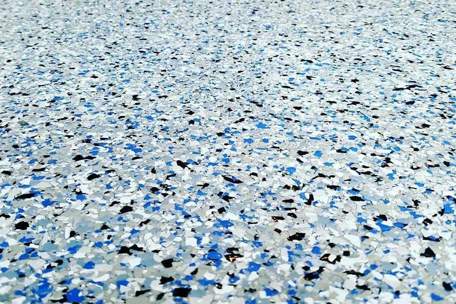 Resin flake flooring installation
