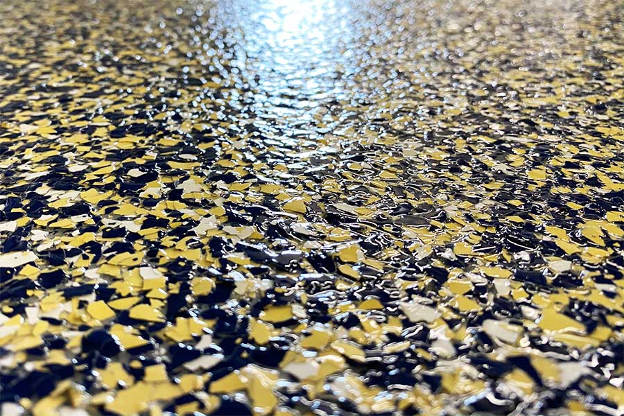 Resin flake flooring installation